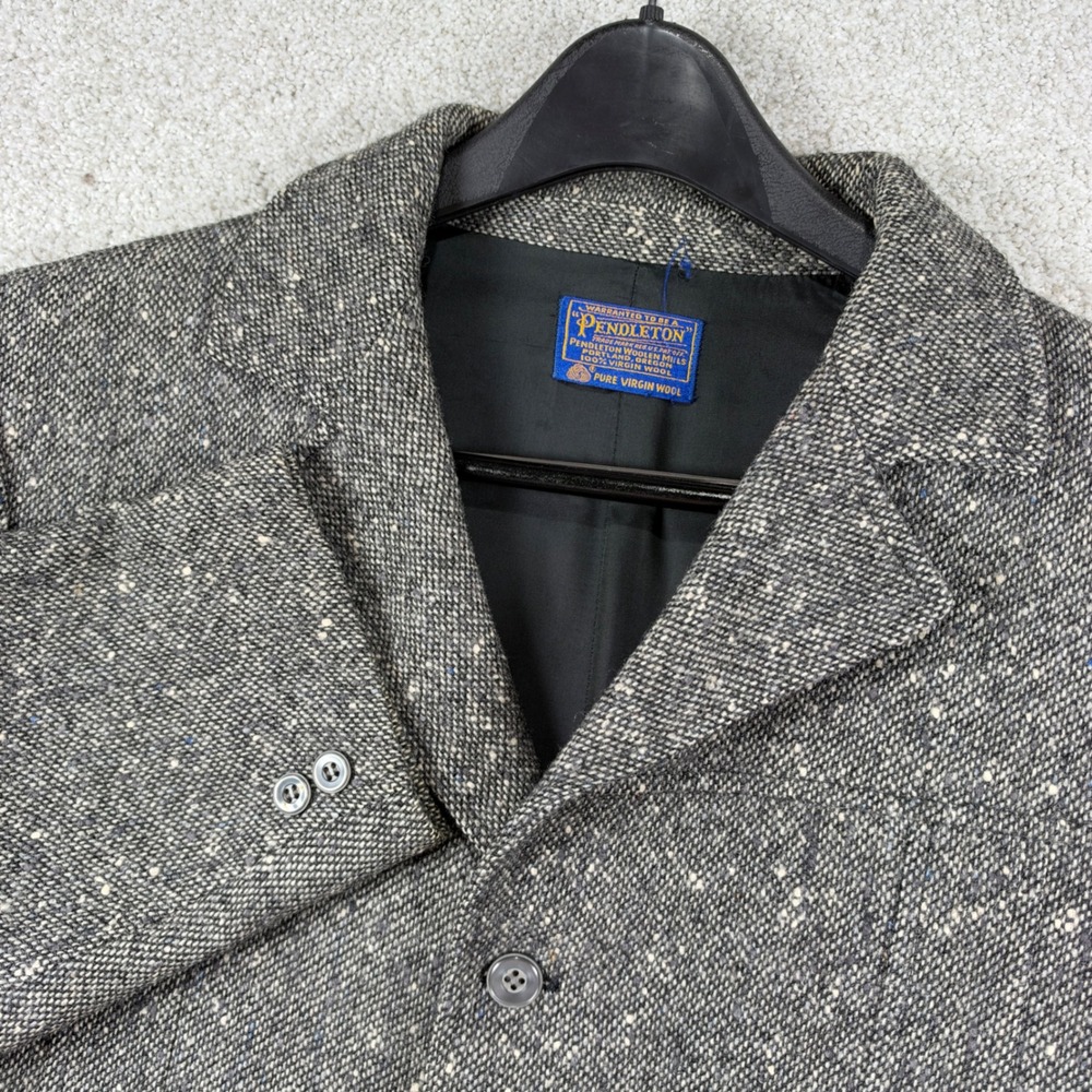 Pendleton Blazer Mens XL Grey Wool Tweed Western Sport Coat Vintage 3 Button